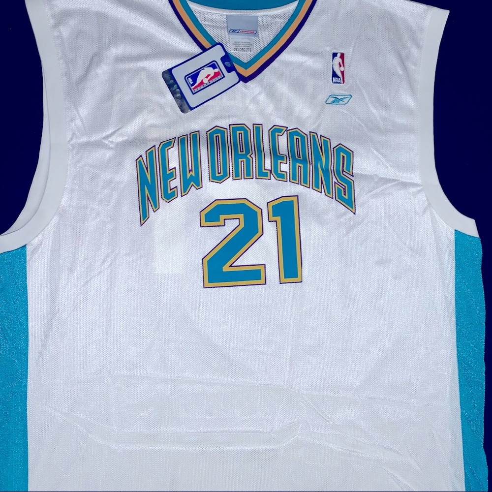 SOLD NWT Reebok Jamaal Magloire New Orleans Hornets #21 White Home Jersey 2XL - Picture 3 of 7